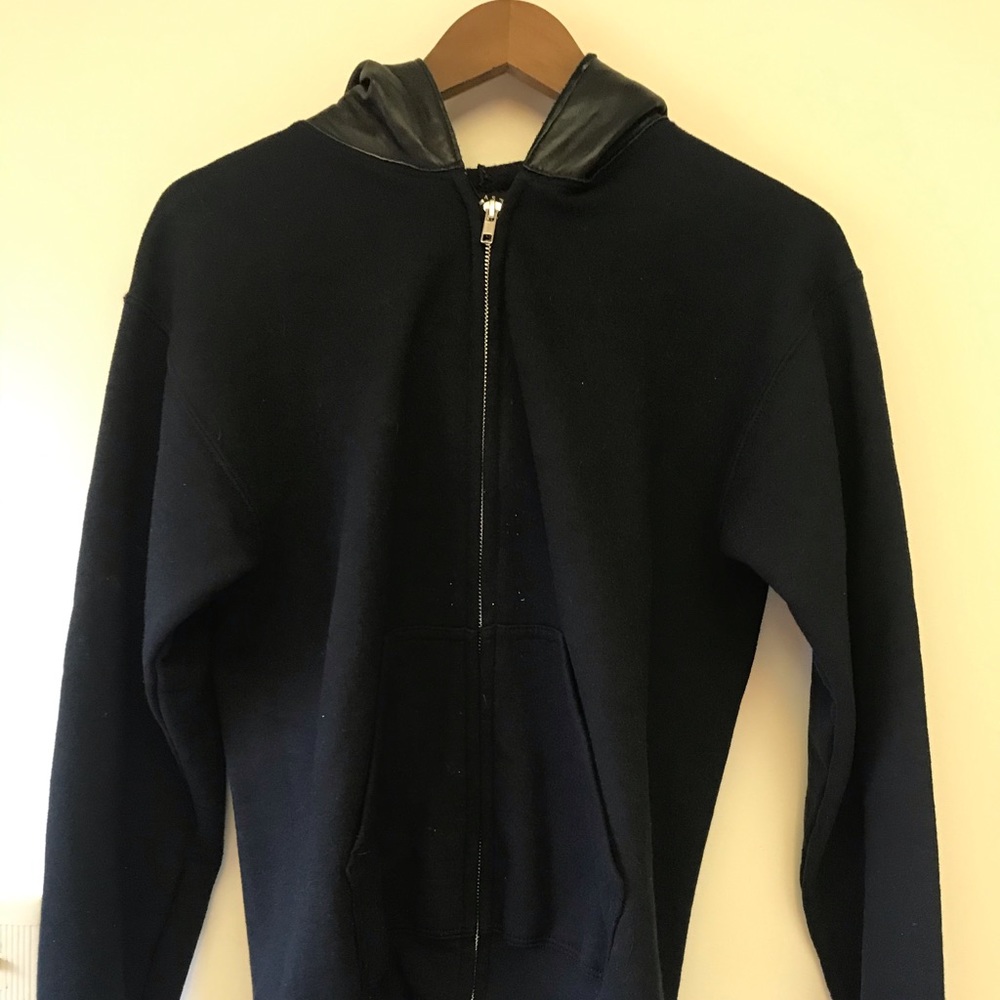 The Cast zip hooded sweatshirt with Leather hood